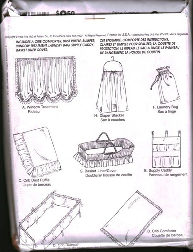 8373 McCalls Pattern Baby Infant Bedroom Nursery Laundry Bag Sheet Quilt Covers - Picture 2 of 2