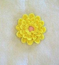 Crocheted Burnt Orange 4-Layered Mum Flower Applique Medium Sewing