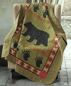 French Country Toile Throw Quilt Rug Blanket Large Blue ...