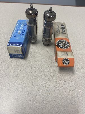 VINTAGE PHILCO,GE 6Y9 CLOSELY MATCHED PAIR OF TUBES NOS TESTED