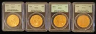 RARE SET OF 4  MS62  CIRCA  1904 $20.00 PCGS  US GOLD LIBERTY COINS