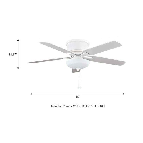 Hampton Bay Holly Springs Low Profile 52" LED Indoor Matte White Fan w/Light - Picture 4 of 12