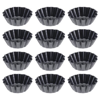 12pcs Round Muffin Mould egg tart tray carbon steel cake mold Egg Tart Shell