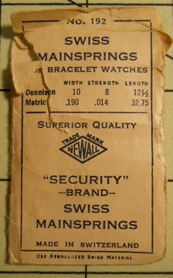 NEWALL SECURITY 192 - Watch Mainspring - 10 x 8 x 12 ½ - .190 x .014 x 32.75 mm