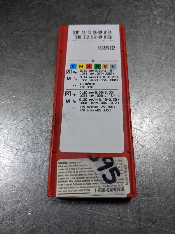 Sandvik Carbide Turning Inserts QTY10 TCMT 16 T3 08-KM / 3