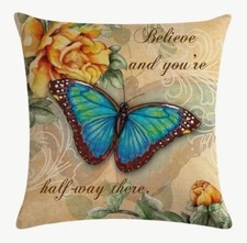 BUTTERFLY INSPIRATIONAL Spring Floral Throw Pillow Cover Holiday HOME Decor 18  