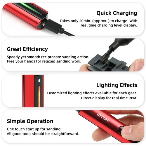 Lijadora recíproca DSPIAE ES-A HÁGALO USTED MISMO eléctrica carga USB pluma de molienda plástico D - Imagen 6 de 8