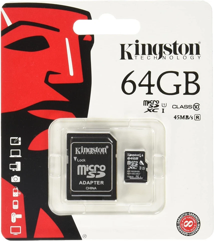 Kingston Micro SD Card 32GB 64GB 128GB Class 10 SDHC SDXC Phone Memory & Adapter - Image 2 of 4