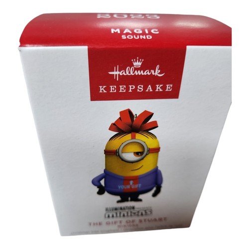 Hallmark 2023 ~ Minions The Gift Of Stuart Keepsake Ornament Magic Sound ~ New - Picture 2 of 5