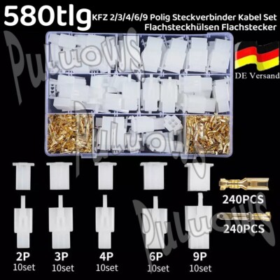  580/380Tlg Steckverbinder Sortiment KFZ Stecker 2-9 Polig Auto Buchse Set 