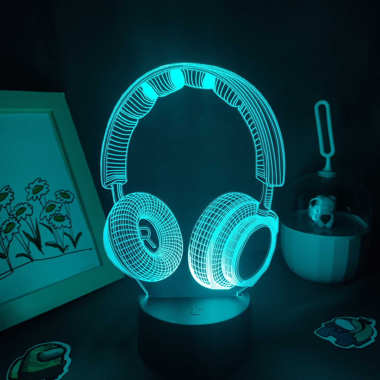 3D Lava Lamp Earphone Headset with 7-Color LED Neon Light Night Light Gift-image