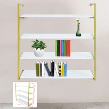 Wood Floating Shelf Bracket Wall-Mounted Storage Display Rack Unit Gold