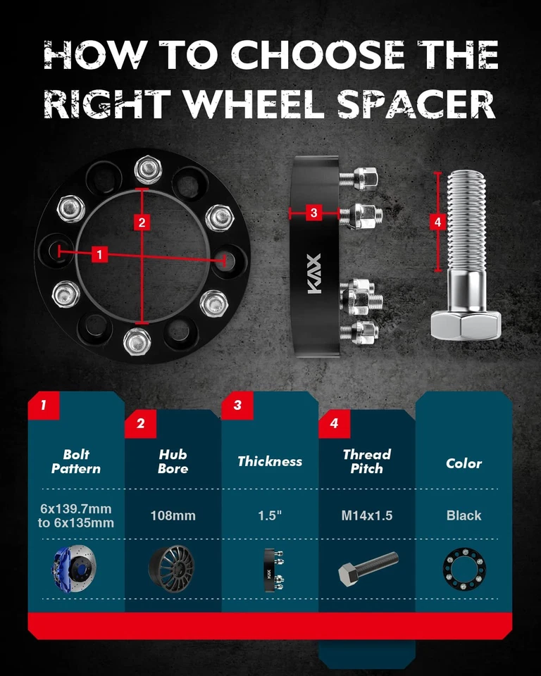 4x 6x5.5 to 6x135 Wheel Adapters 1.5" 6x139.7 Hub to 6x135 Wheel fits Chevy GMC - Image 2 of 4