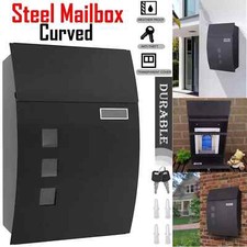 Wall Mounted Letter Post Box Waterproof Lockable Mailbox with 2x Keys Nameplate