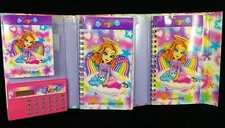 Vintage Lisa Frank Hardcover Day Planner Angel Wings Girl Cat Rainbow Calculator