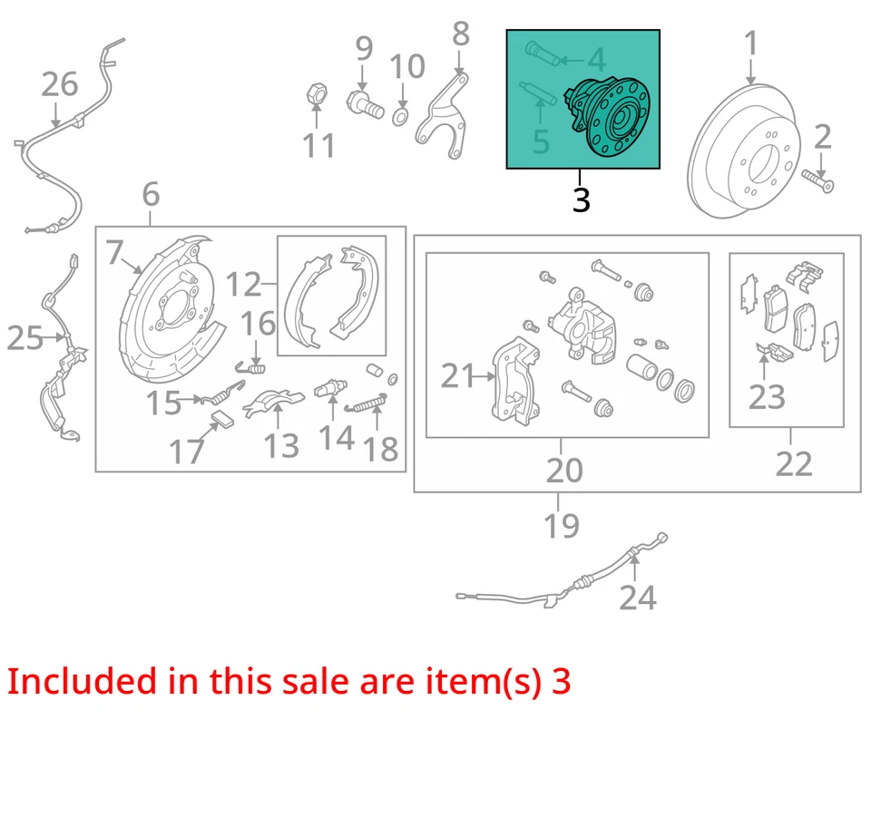 10 11 12 13 KIA FORTE REAR WHEEL HUB OEM 2664-42 — 第 3/4 张图片