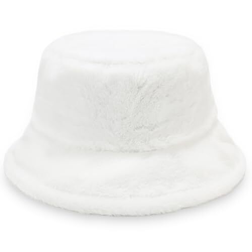 Winter Bucket Hat Fluffy Fisherman Cap for Women Men Solid Faux