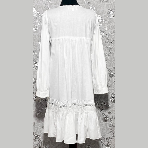 Camisón victoriano manga larga 100 % algodón blanco SoieRose - SR-1022 - Imagen 5 de 7