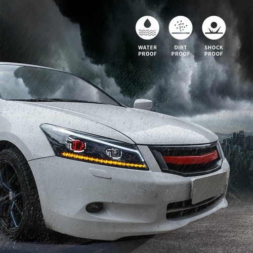 Headlight Assembly Set For 2008-2012 Honda Accord Coupe Demon Eye Left and Right - Foto 9 di 12
