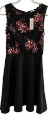 Floral Lace Overlay Dress Black Tank Mini S Fairy Coquette Y2K Whimsygoth NWT