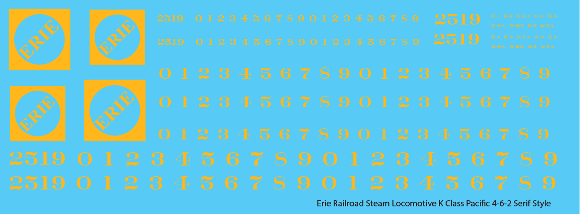 HO Scale - Erie Railroad Steam Locomotive K Class Faded Serif Logo