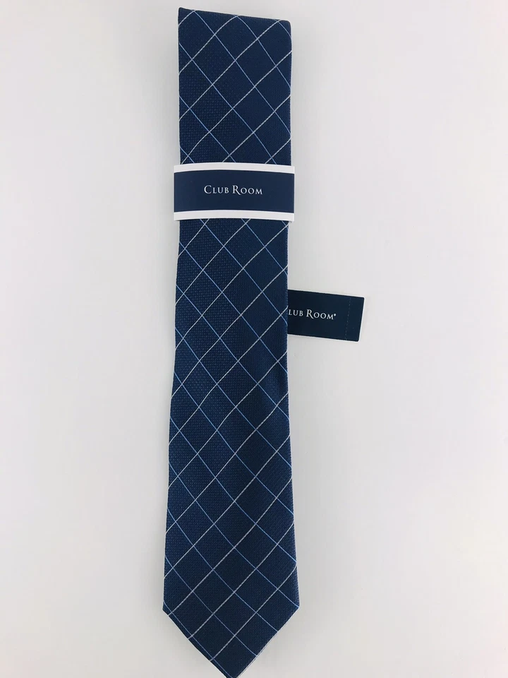 Corbata a cuadros azul Club Room KELLY GRID para hombre precio de venta sugerido por el fabricante 55,00 USD (58,5 pulgadas x 3,25 pulgadas) Foto 2 de 4