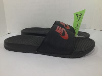 Nike Mens Size 13 EU 47.5 Benassi JDI Challenge Black/Red Slides Sandals ZM-49