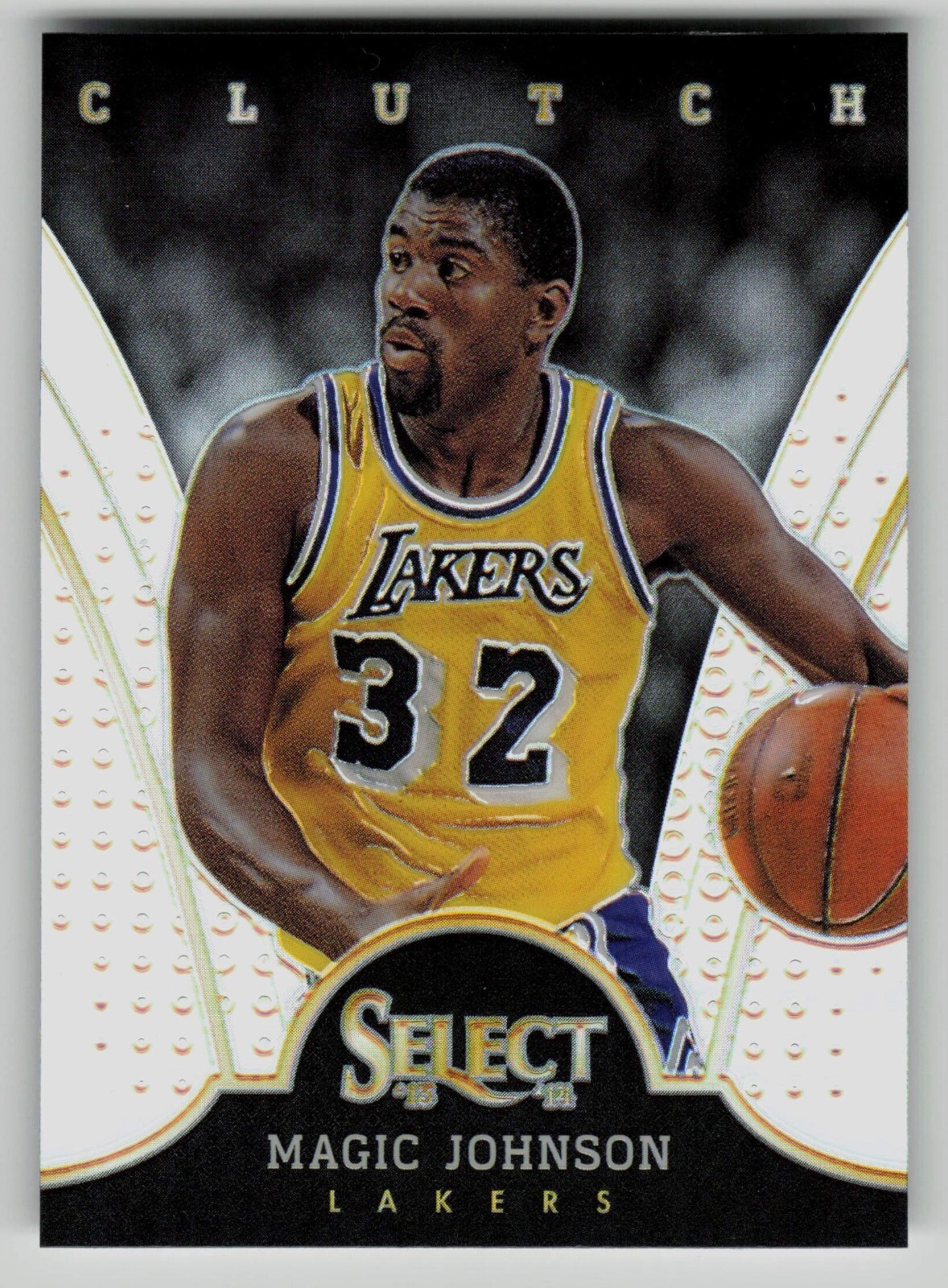 2013-14 Panini Select Clutch #15 Magic Johnson Silver Prizm Lakers