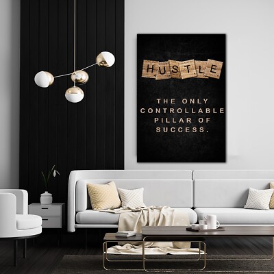 HUSTLE CUBE Motivational Definition LEINWAND Wandbild Kunstdruck fertig zum Aufhängen