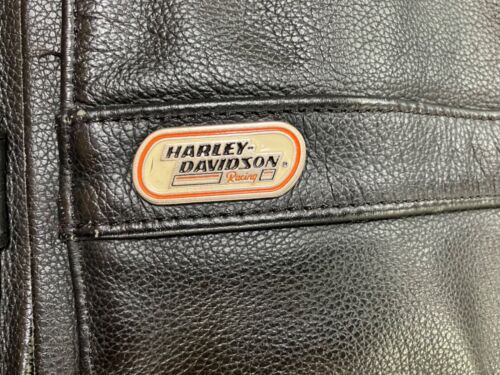 Giacca pelle GENIUNE Harley Davidson uomo VICTORY LANE #1 corsa MEDIA - Foto 5 di 11