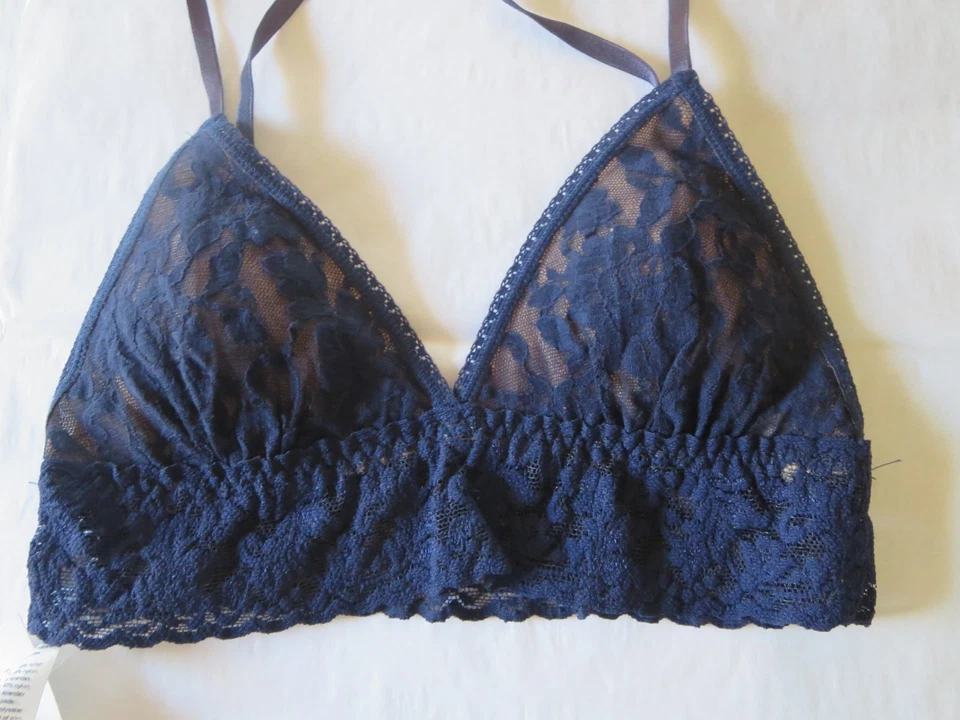 Bralette acolchado de encaje Hanky Panky Signature #487004, pequeño, azul marino, nuevo con etiquetas $58 Foto 3 de 4