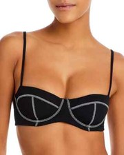 110 Onia Black Flora Seamed Underwire Swimsuit Bikini Top Medium yjl0323