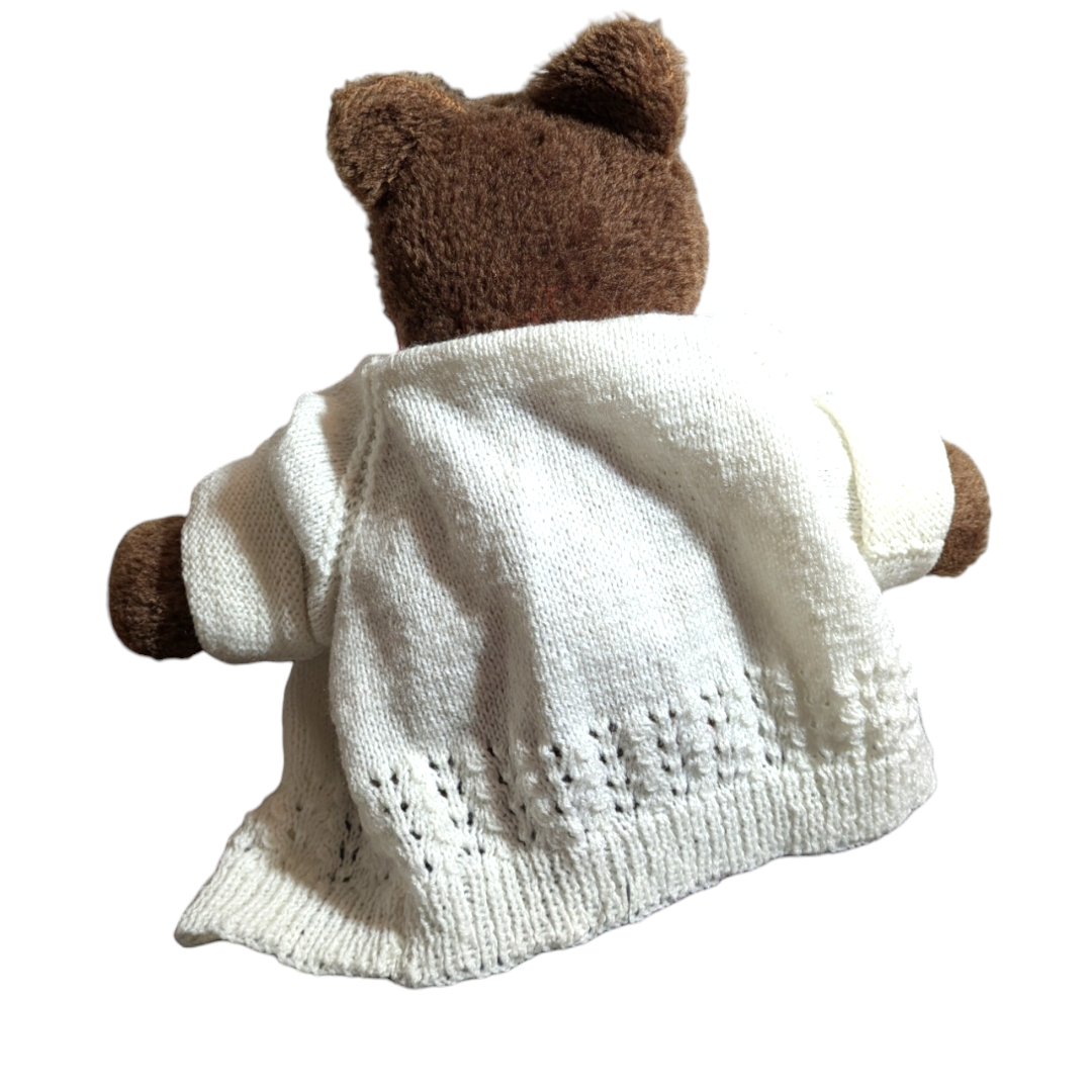 海外作家さん作のブラウンベア 1945 Vintage Collector Bear Handmade Brown Bear With White Knitted
