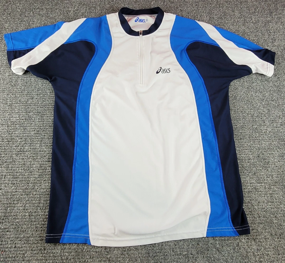 bouwer bunker knal Large Asics Duotech Running Cycling Quarter Zip Jersey Blue White | eBay