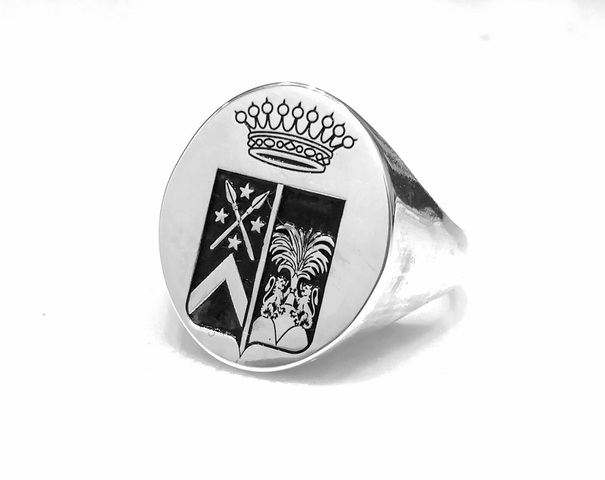 ANELLO CHEVALIER SCUDO STEMMA NOBILIARE SIGILLO