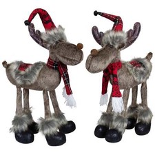 2 Stück Elch 45cm (59cm) Deko Figur groß braun stehend Rentier Winter Hirsch