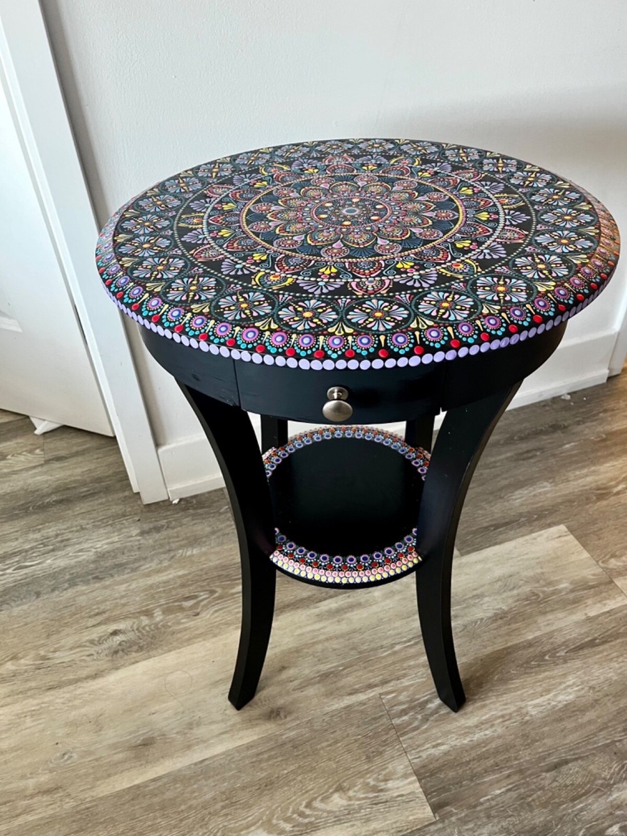 Handpainted Mandala Side Table. 20x27 in | eBay