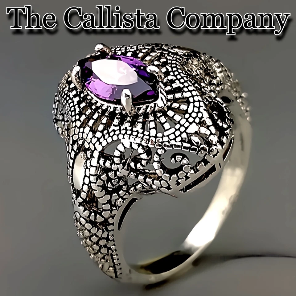 9.7K+ Vendido ANILLO CIRCONITA CÚBICA ACABADO ANTIGUO ESTILO BOHEMIO CALLISTA CO 0.95 CT TALLA 6-9 Foto 3 de 4