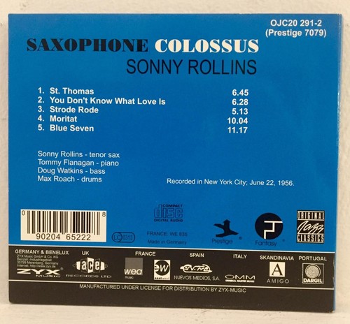Sonny Rollins – Saxophone Colossus - CD - Foto 2 di 3