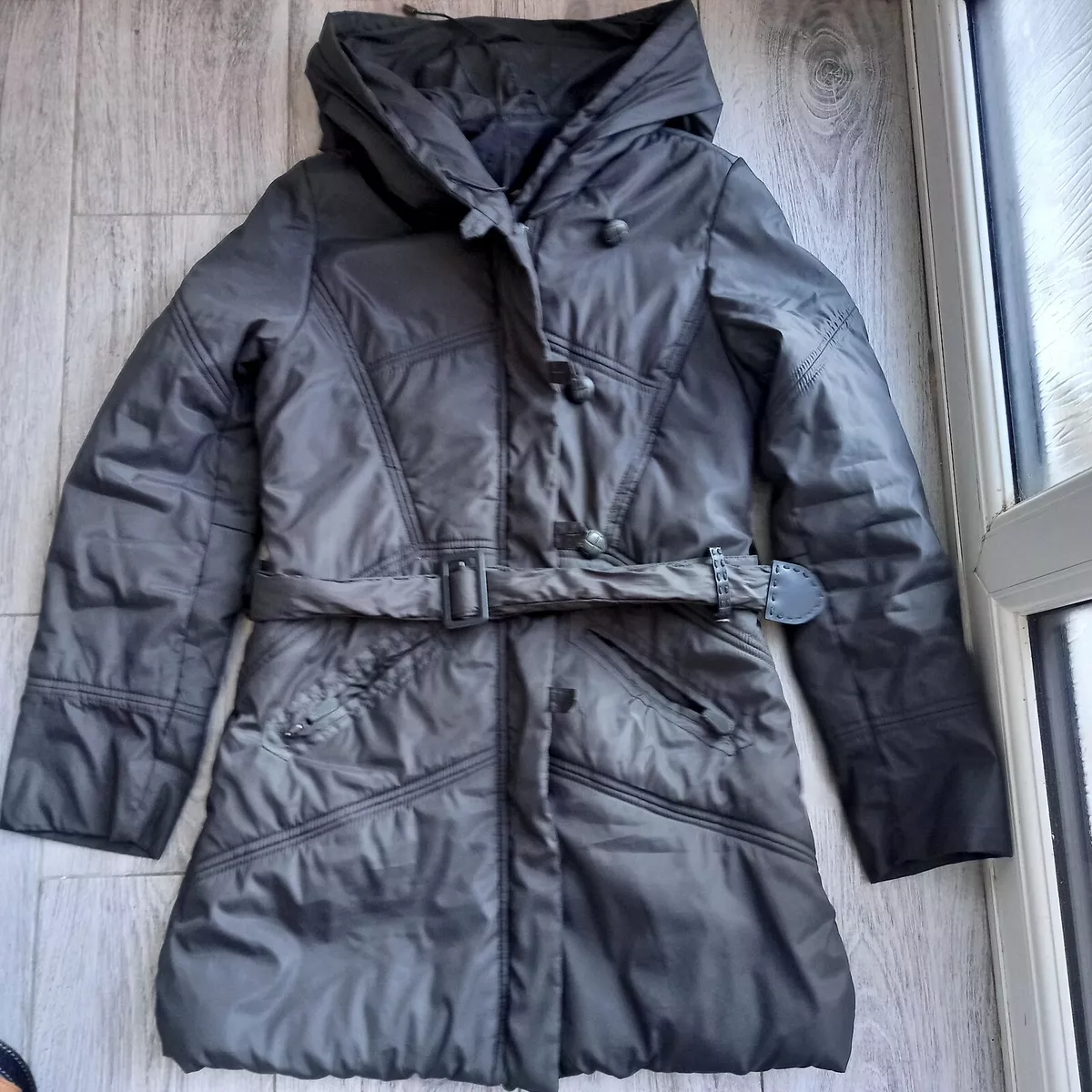 Amisu Dark Grey Long Parka Coat Jacket Size 6/34 | eBay