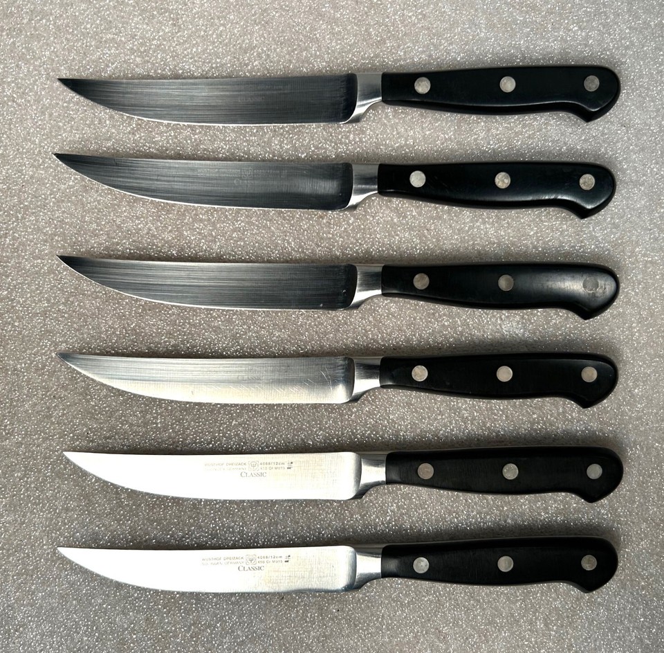 Full set of 6 Wusthof Dreizack Trident Classic 4068, 12cm Steak Knife