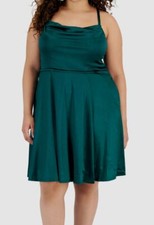 Emerald Sundae Womens Green Cowl Neck Pocket Fit and Flare Dress Plus Size 20