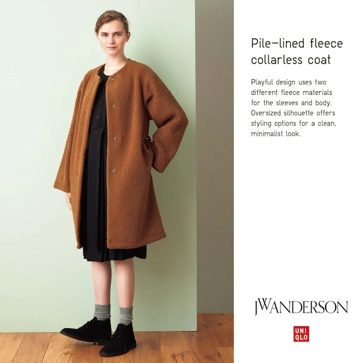 Collarless top teddy coat