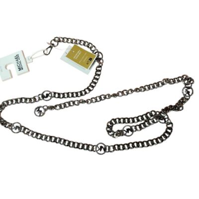 Michael Kors Silver Chain Belt Gunmetal Logo Hardware  display picture 3
