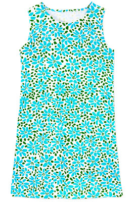 Women's Dress - Turquoise Green Printed Dress - Mini Dress - Medium - Cotton