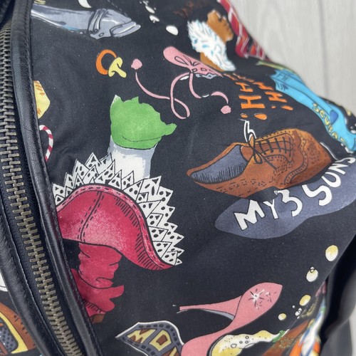 1991 VINTAGE Nicole Miller Silk Backpack Shoulder Sling Bag Shoes Print **RARE** - 第 8/22 張圖片