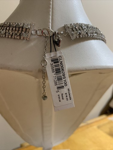$195 Carolee silver tone pave wide lariat necklace 16.5 plus ext V64 - Picture 5 of 6