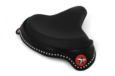 Black Leather Solo Seat with Skirt for Harley-Davidson