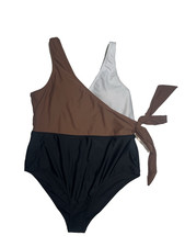 Women's Full Coverage One Piece Swimsuit size XL side tie NWOT colorblock