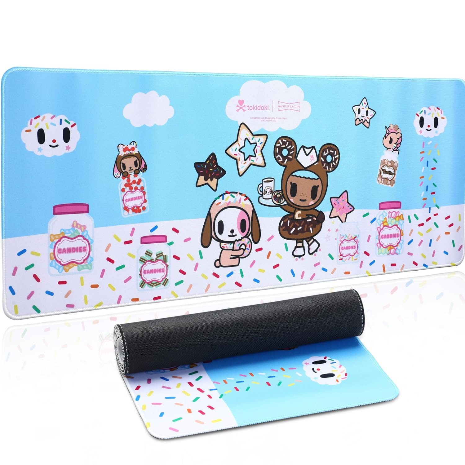 tokidoki Unicorno Cute Desk Mat,Large Mouse Pad 35.4L x 15.8W inches, Blue